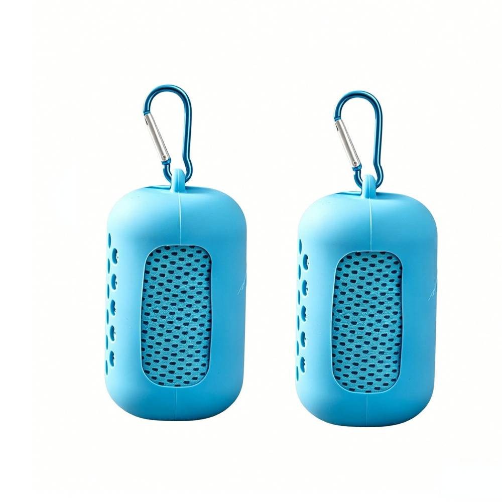 Blusmart Sporthandtuch Leichtes, schnelltrocknendes Kühlhandtuch, (mit Silikonhülle und Karabinerhaken, 2-St), Mikrofaser Handtuch, Für Sport, Wandern, Strand und Outdoor