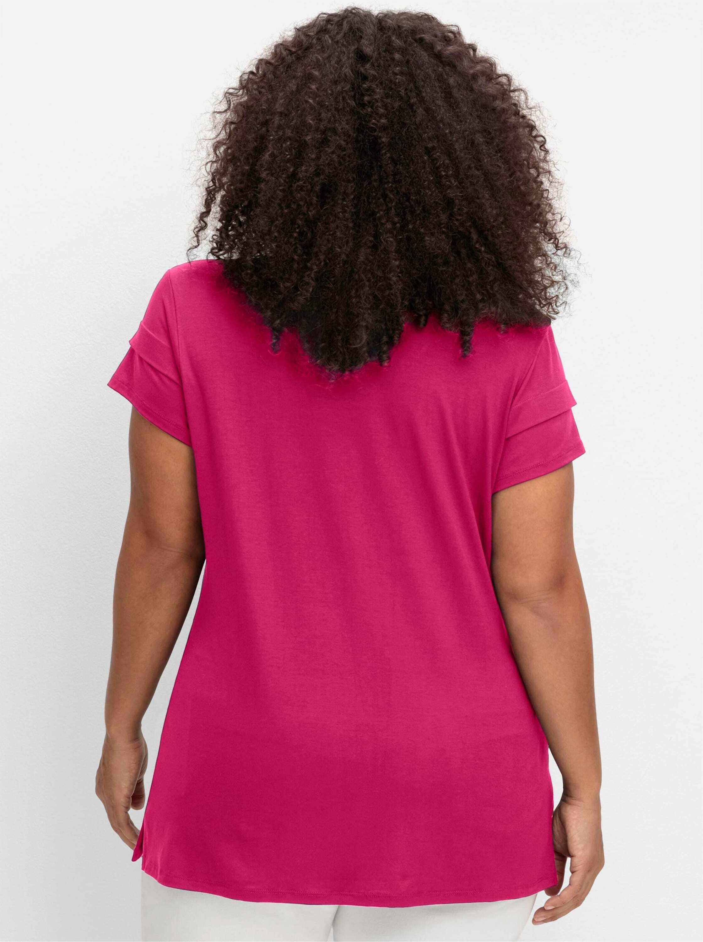 sheego by Joe Browns T-Shirt Shirt Kurzarm mit Zipper am V-Ausschnitt günstig online kaufen