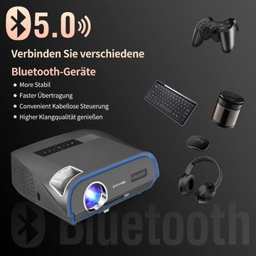 ZCGIOBN 5G WiFi Bluetooth LED FHD 1080P Nativ Heimkino Portabler Projektor (14300 lm, 16000:1, 1920x1080 px, Decke Tageslicht, 1920x1080 LCD mit Trapezkorrektur Zoom HDMI USB)