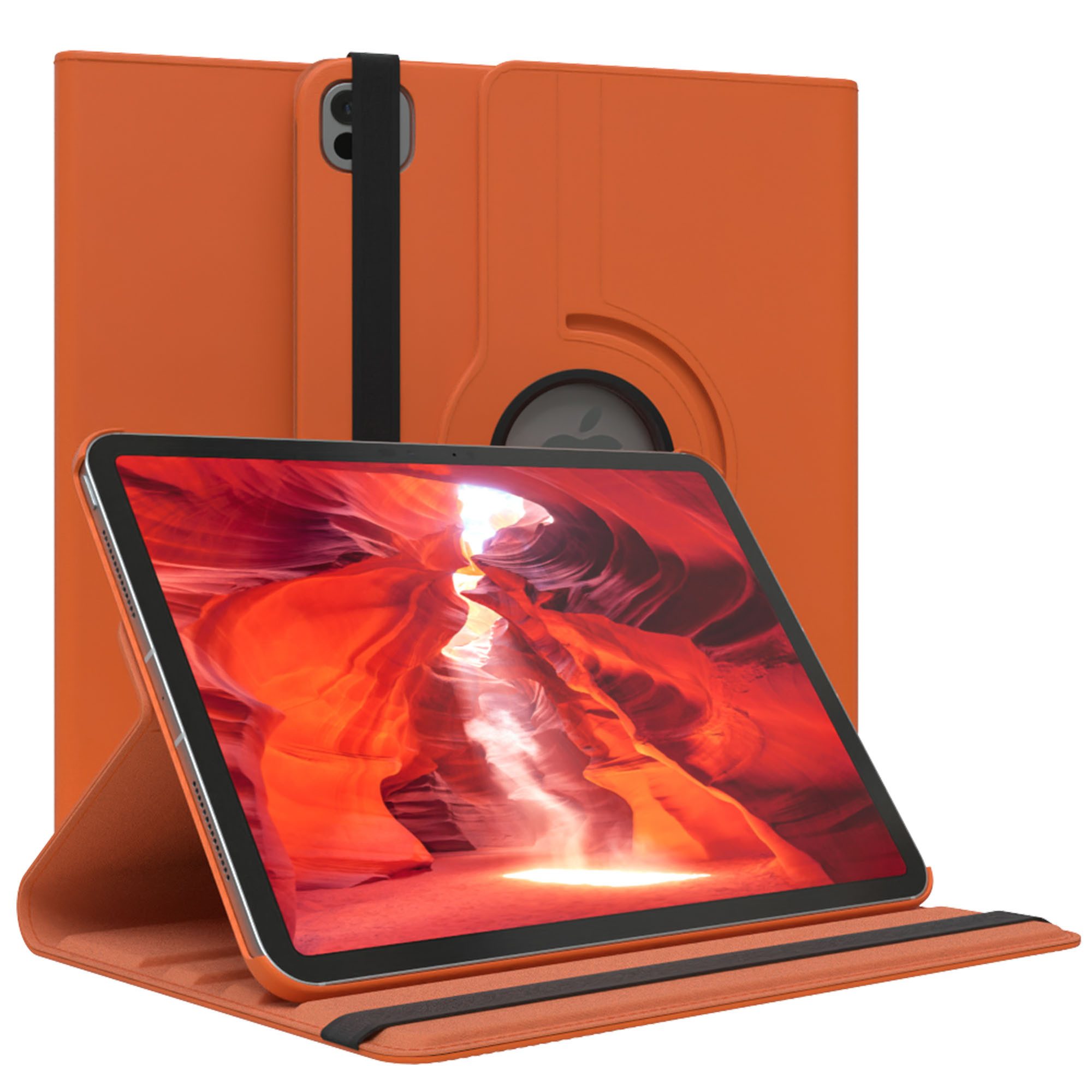 EAZY CASE Tablet-Hülle Rotation Case für Apple iPad Pro 11 (2025) 11 Zoll, Tabletschutz robust magnetisch verstellbar Klappetui mit Deckel Orange