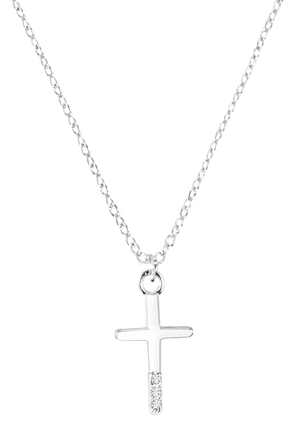 s.Oliver Junior Kette mit Kreuz, mit Anhänger (synth) 2035514, Halskette Zirkonia