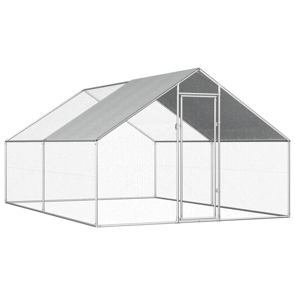 vidaXL Hühnerstall, Outdoor-Hühnerkäfig 2,75x4x1,92 m Verzinkter Stahl