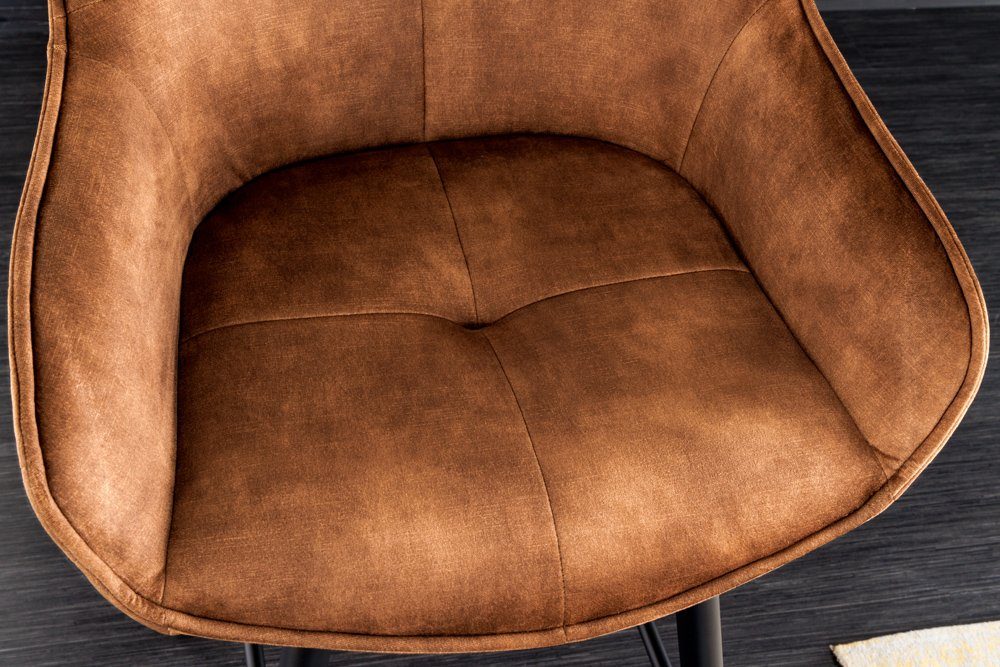 riess-ambiente Barhocker EUPHORIA rost braun/schwarz – Samt, Metall-Beine, mit Lehne (Einzelartikel, 1 St), bequeme Polsterung mit Fußablage – ideal für Bar oder Küchentheke