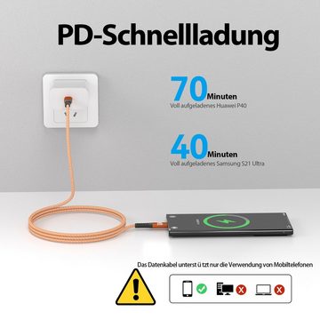 JAMEGA USB-C zu USB-C Kabel 480mbps 60W mit Metall Stecker Robustes Kabel in USB-Kabel, USB Typ C, (200 cm)