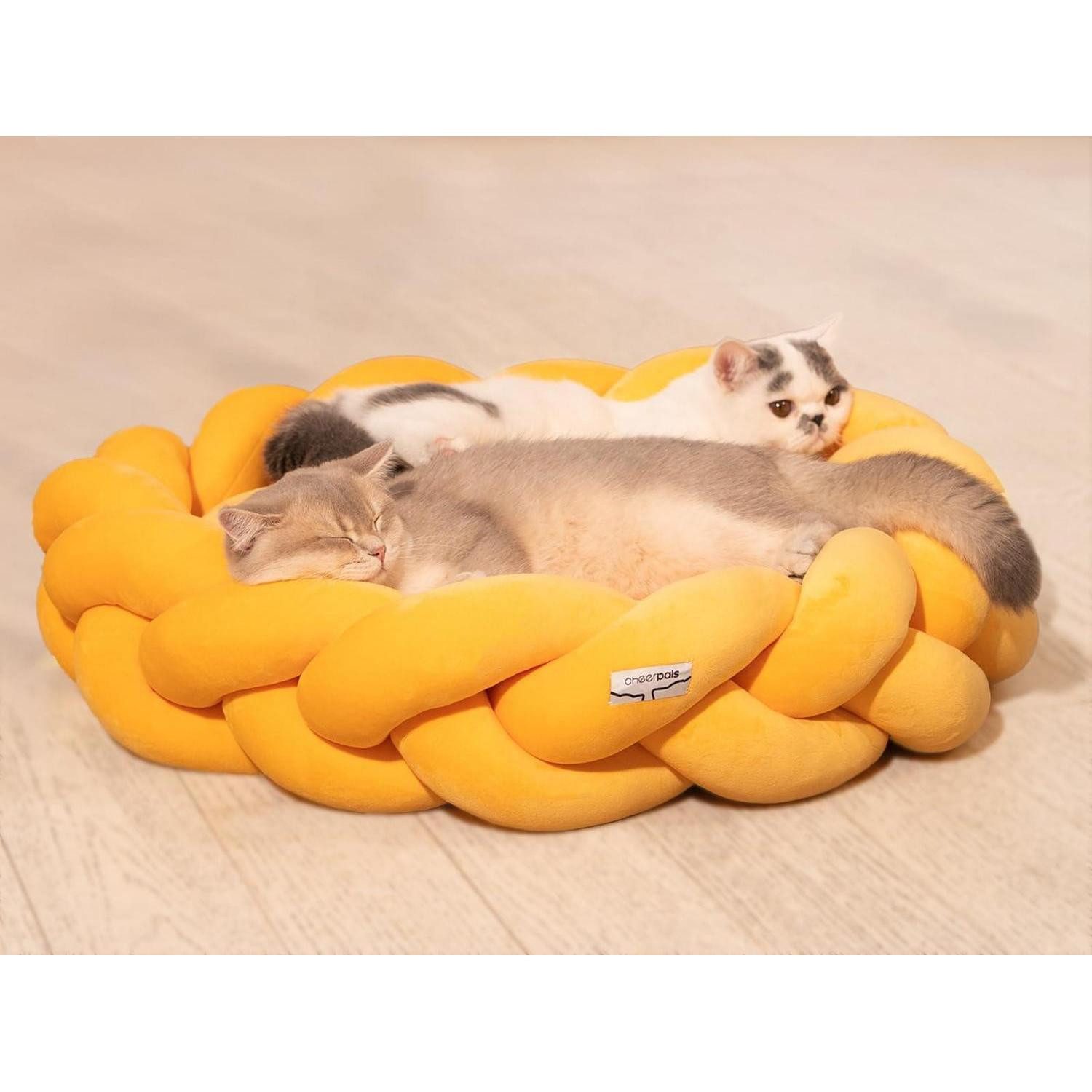 LuxusKollektion Hundebett Katzenbett Groß 60cm Kuschelhöhle Gelb