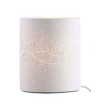 GILDE Tischleuchte GILDE Lampe Weihnachtsklänge - weiß - H. 20,5cm x B. 17cm x T. 10cm