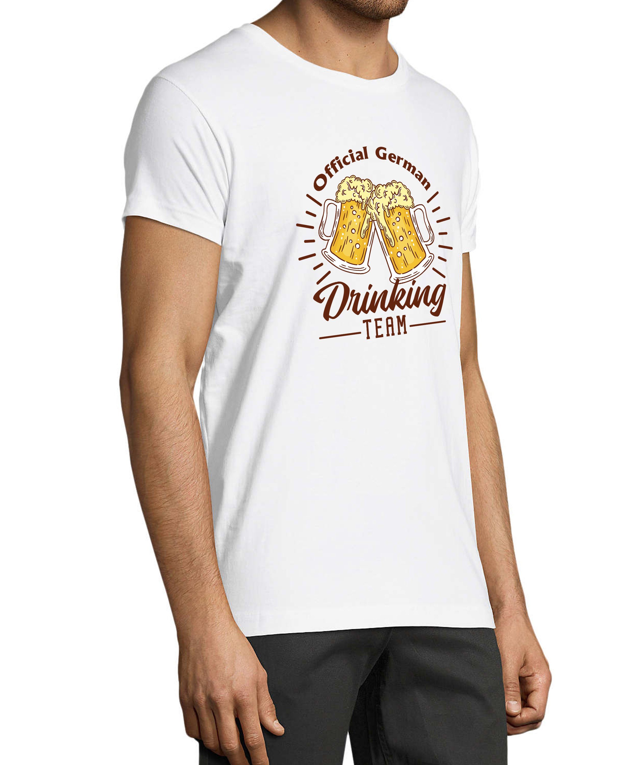 MyDesign24 T-Shirt Herren Fun Oktoberfest Baumwollshirt Regular i304 Print Shirt weiss Fit, official mit Team Aufdruck Drinking 