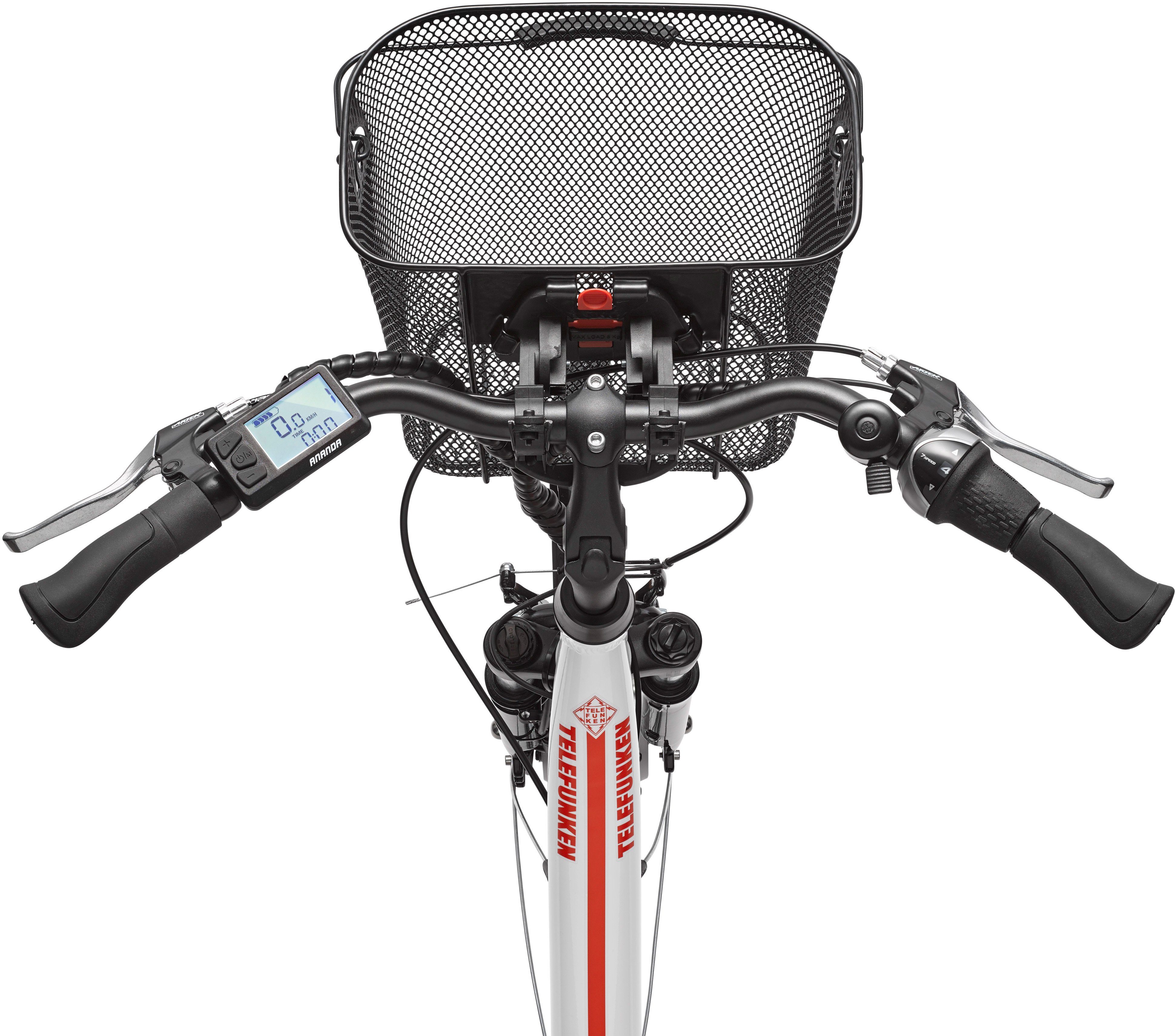 Telefunken E-Bike RC657 Multitalent, 7 Gang Shimano Nexus Schaltwerk,  Nabenschaltung, Frontmotor, 468 Wh Batterie