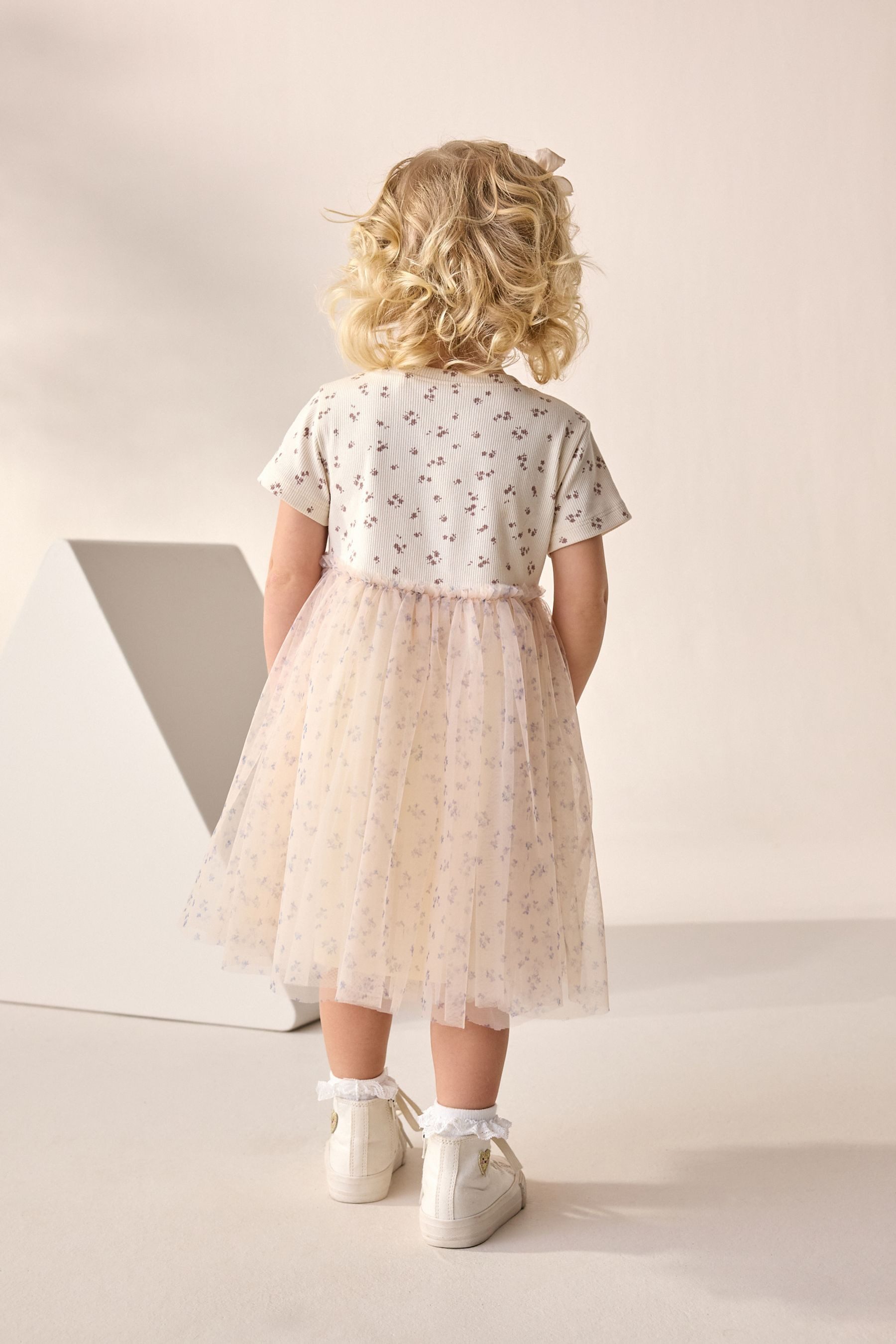 Next Partykleid Kurzärmliges geripptes Partykleid mit günstig online kaufen