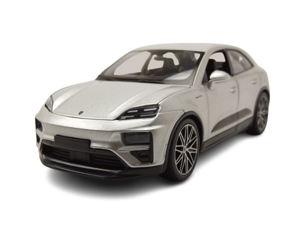 Bburago Modellauto Porsche Macan Turbo E 2024 silber, Maßstab 1:24