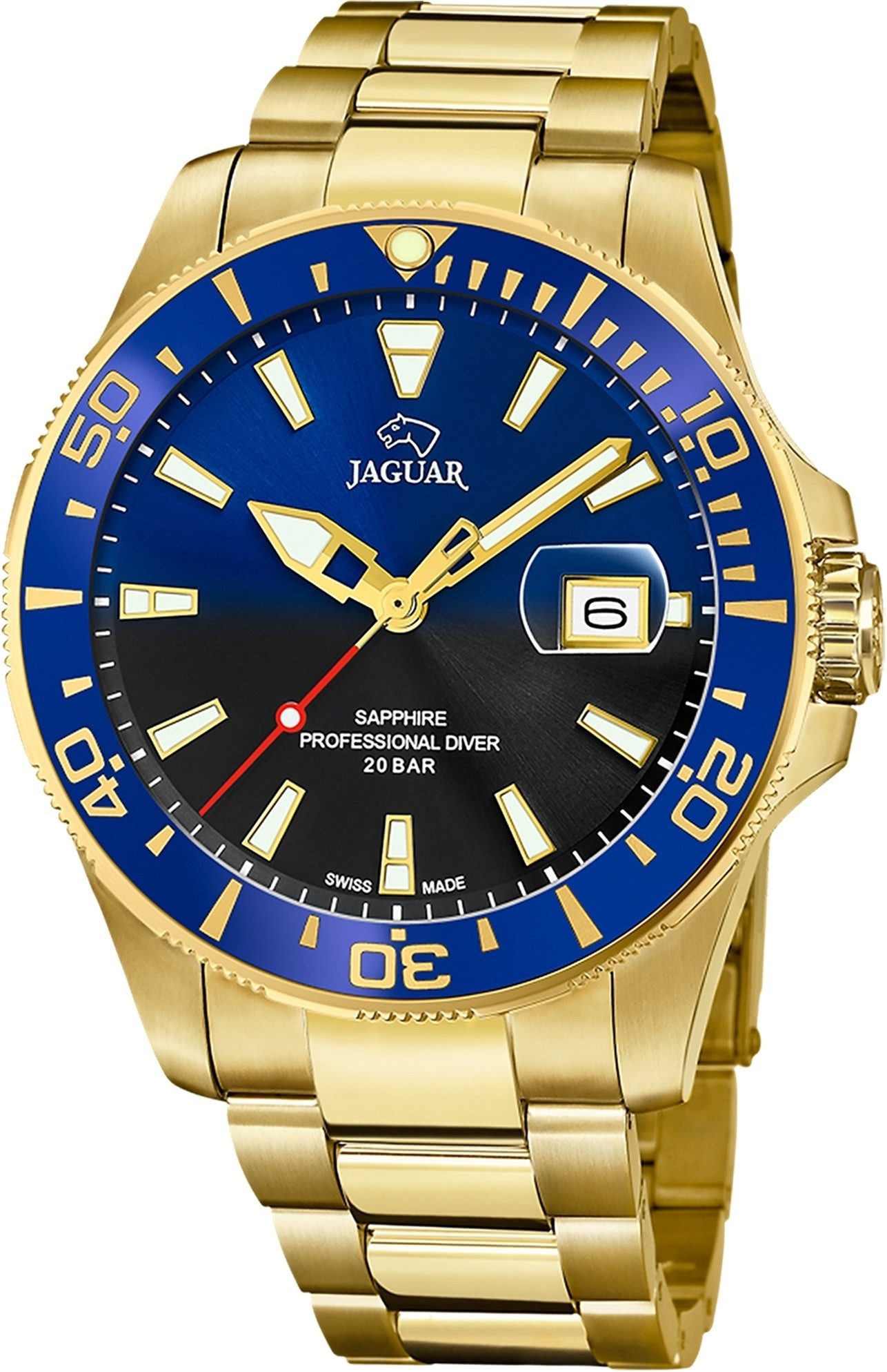 JAGUAR Quarzuhr Jaguar Herren Armbanduhr Executive Analog, (Analoguhr), Herrenuhr rund, groß (ca. 43mm) Edelstahlarmband, Sport-Style