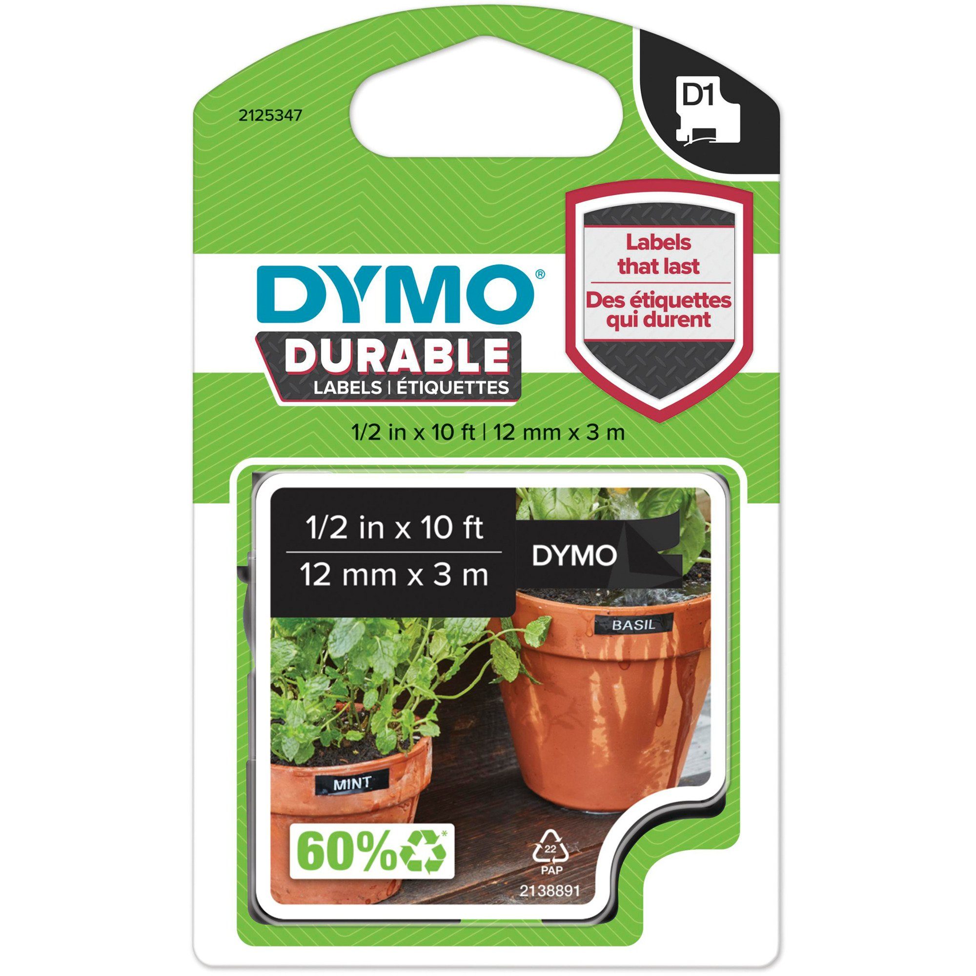 DYMO Etiketten Dymo D1 ORIGINAL Hochleistungs-Schriftband Vinyl