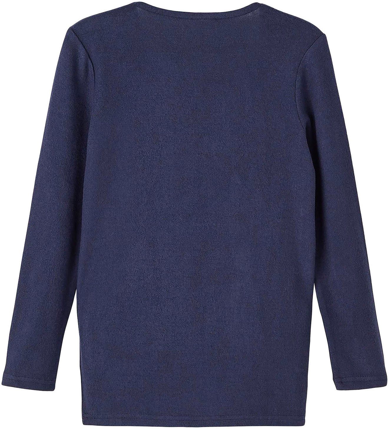 Name It Strickjacke NKFVICTI – Cardigan ohne Verschluss aus Feinstrick unifarben, casual, regular fit, Feinstrick, V-Ausschnitt