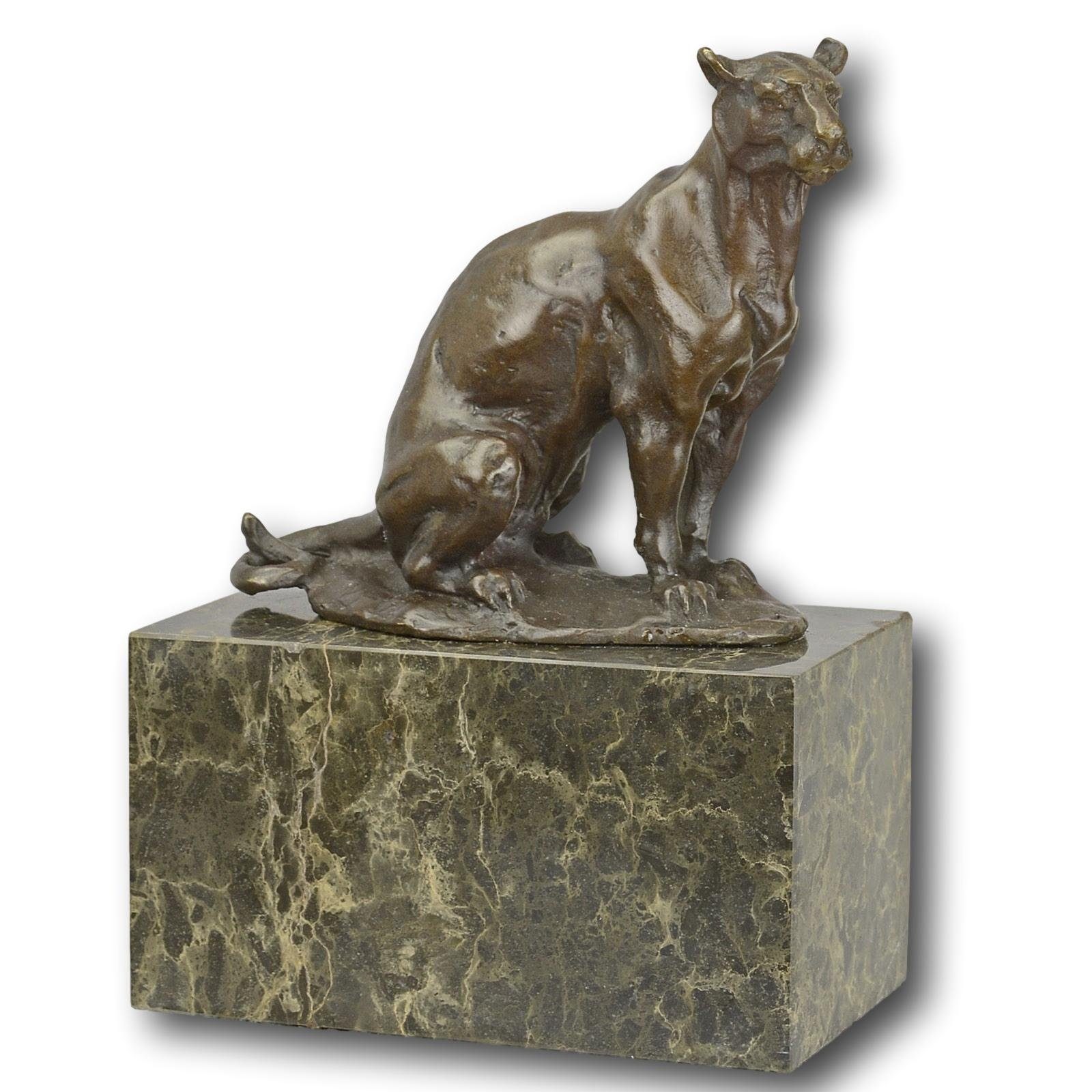 Antik-Stil Panther Bronze Statue Bronzefigur Leopard 18c Skulptur Skulptur Aubaho Puma