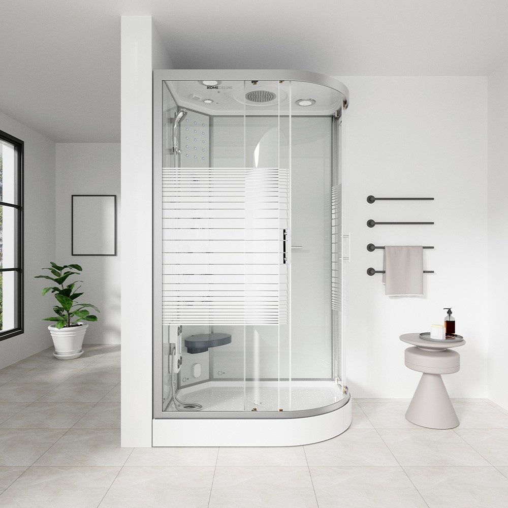 HOME DELUXE Dampfdusche WHITE PEARL - 120 x 80 cm Rechts, BxT: 120x80 cm, ESG Sicherheitsglas, Regendusche, Duschtempel, Fertigdusche, Dusche, Duschkabine Komplett