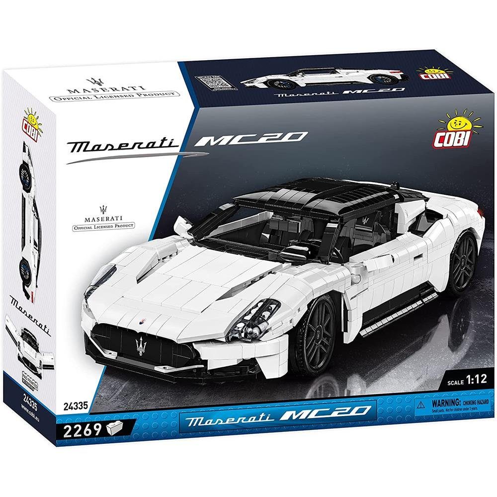 COBI Spielbausteine Sportwagen Maserati MC20 1:12 Bausatz, Spielset Konstruktionsspielzeug Modellauto weiß/schwarz