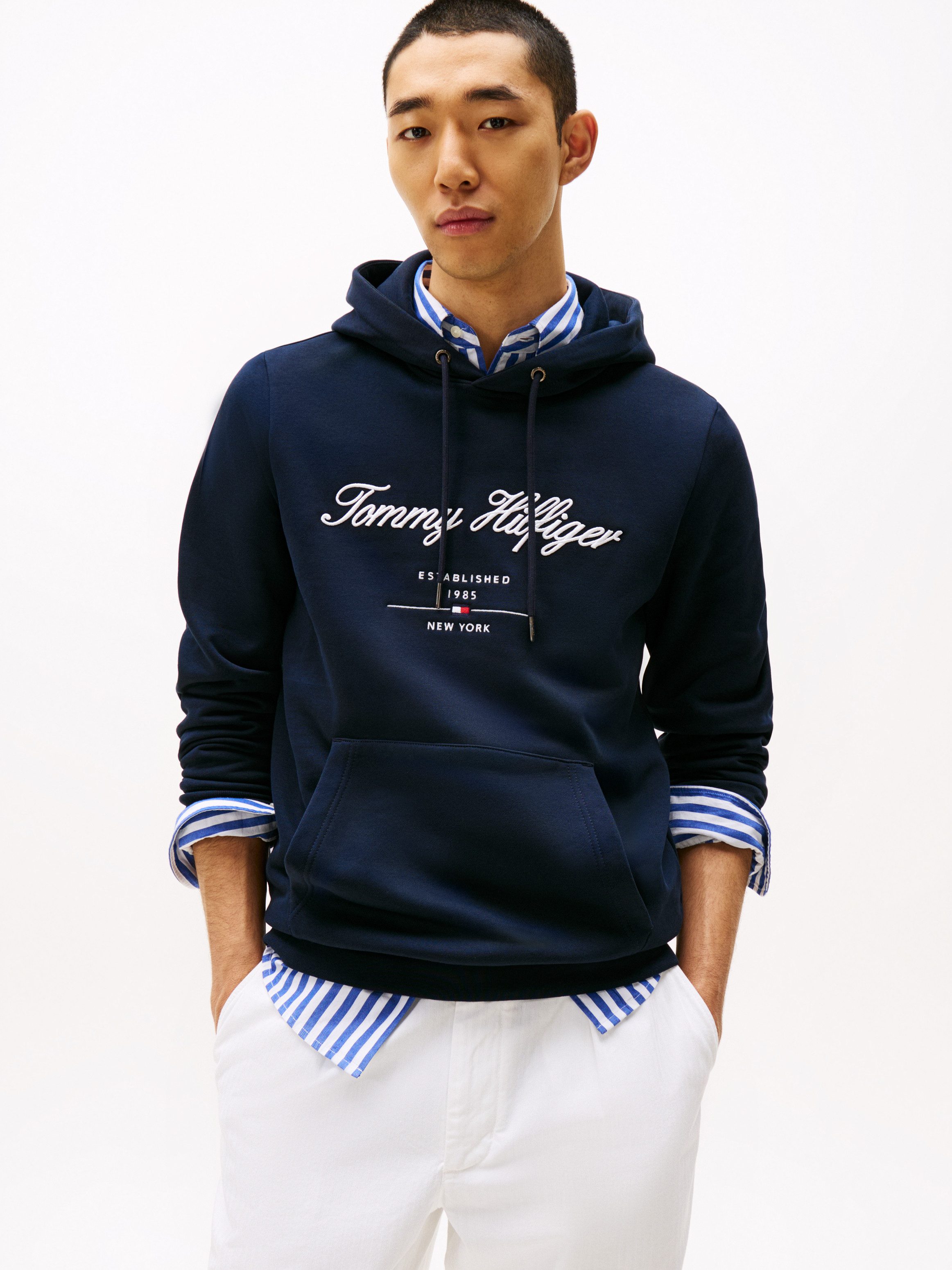 Tommy Hilfiger Hoodie SCRIPT LOGO HOODY mit aufgesticktem Logo