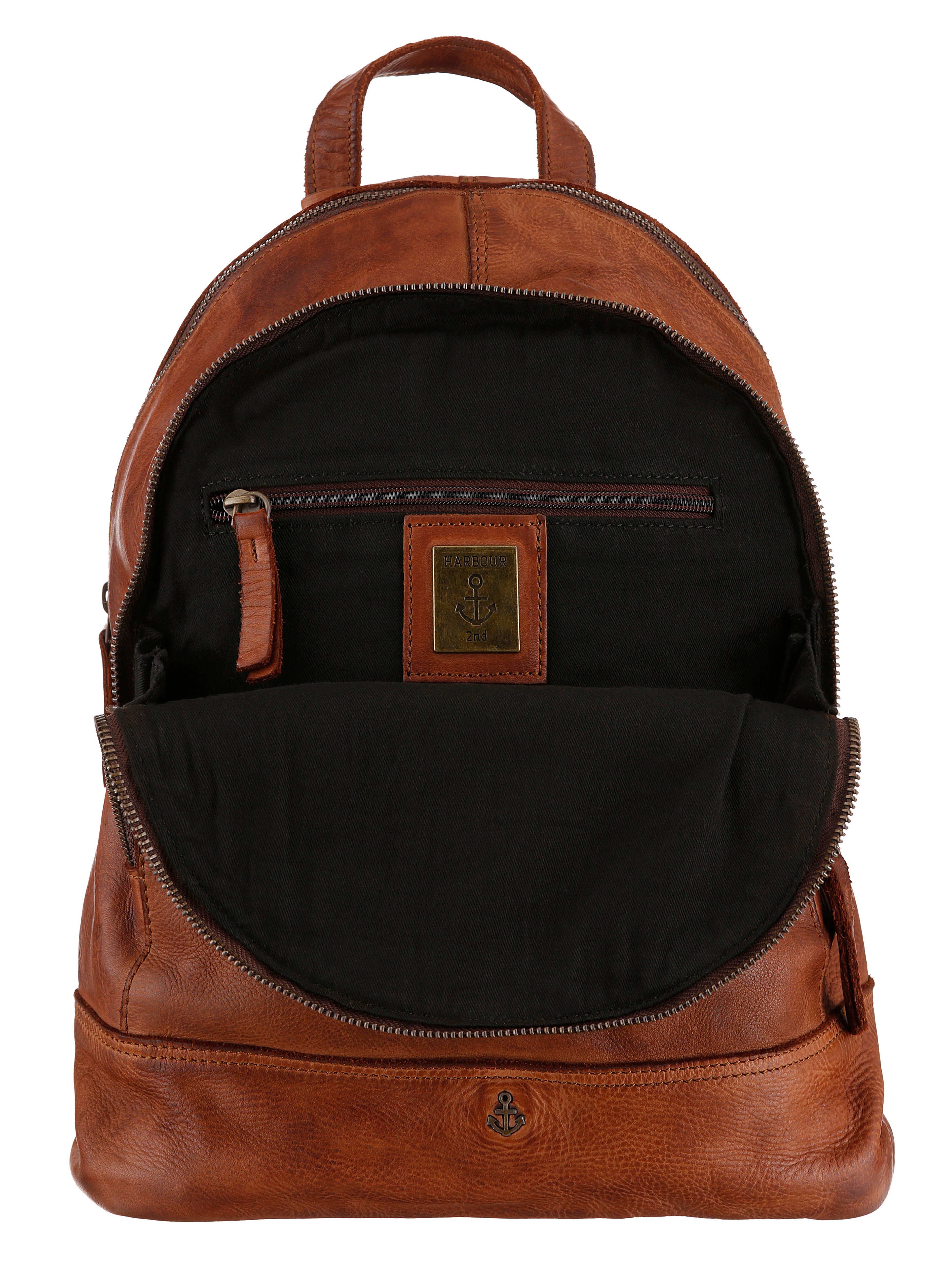 HARBOUR 2nd Cityrucksack Meghan, aus Leder mit typischen Marken-Anker-Label und Schmuckanhänger