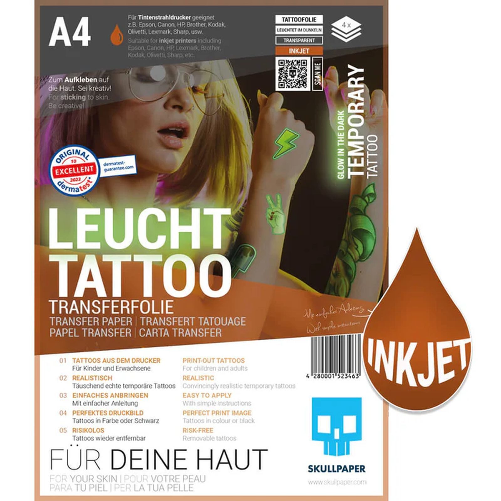 Dekorationsfolie Leuchttattoo Transferfolie