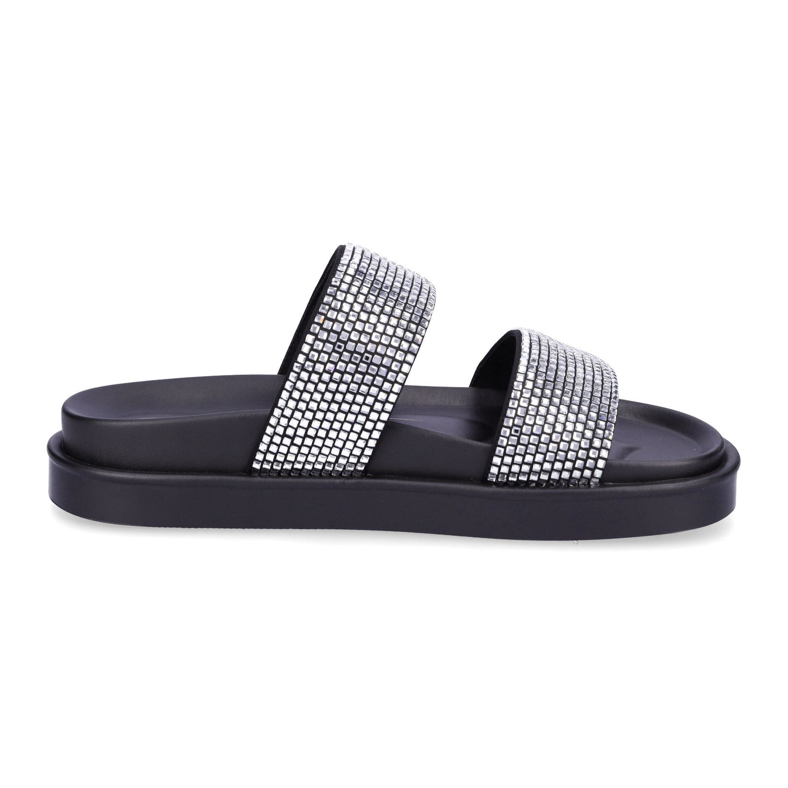 Buffalo Buffalo Damen Pantolette Sol TSS Glam schwarz-silber Pantolette