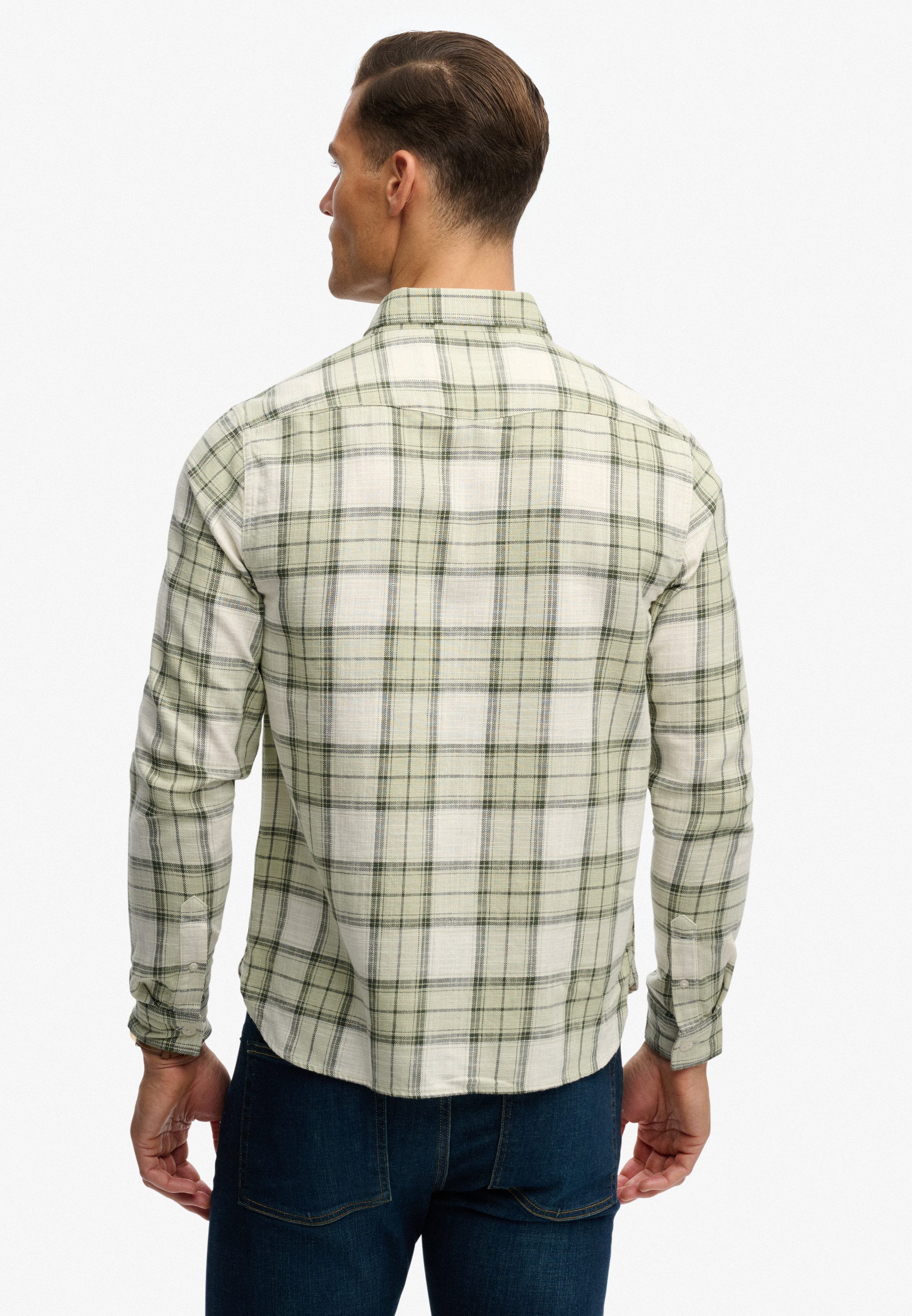 Superdry Langarmhemd MERCHANT LITE CHECK SHIRT mit Knopfleiste, aus Baumwolle, Regular Fit, kariertes Design