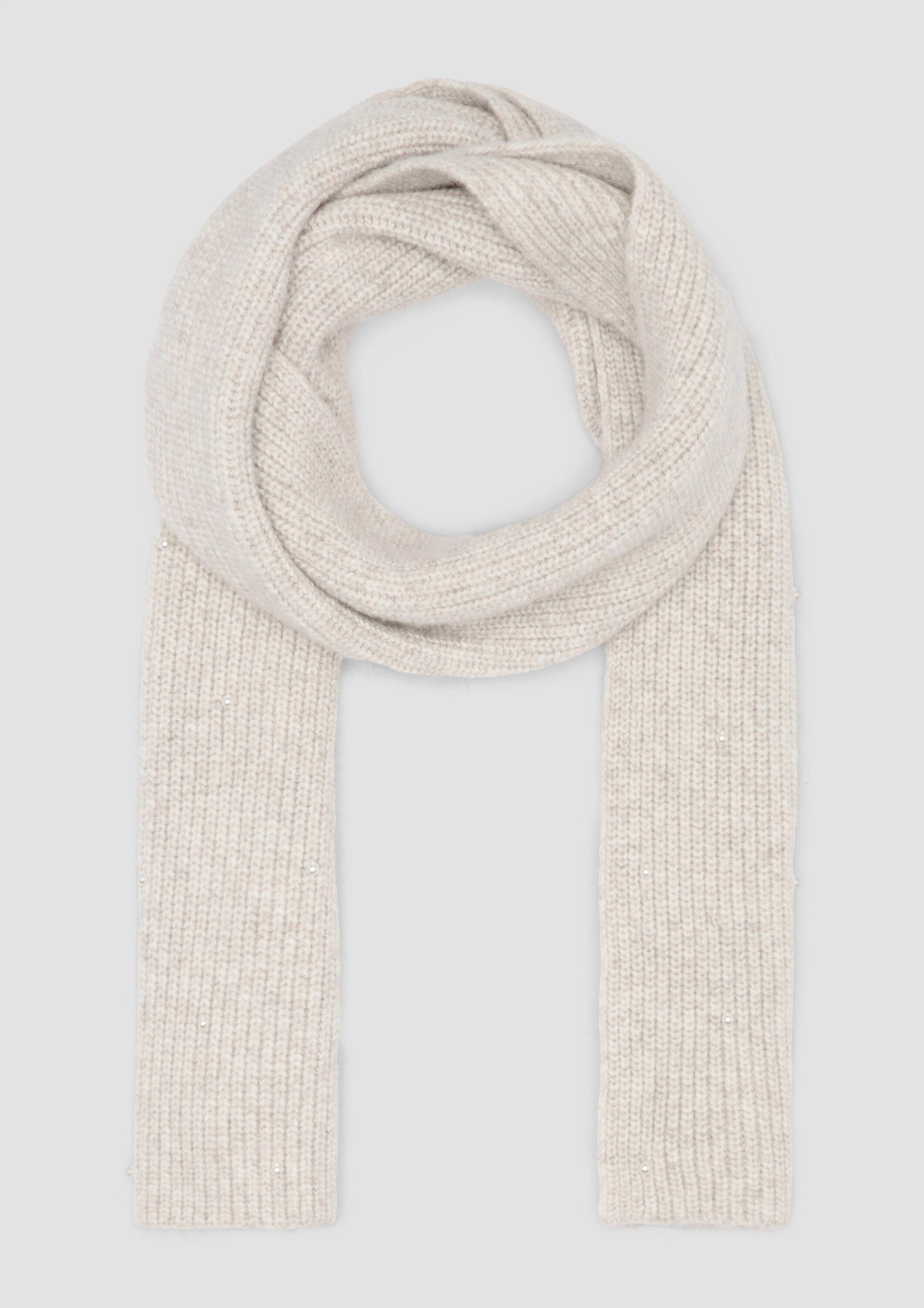 s.Oliver Schal Tuch, Gestrickter Schal mit Schmuckperlen günstig online kaufen