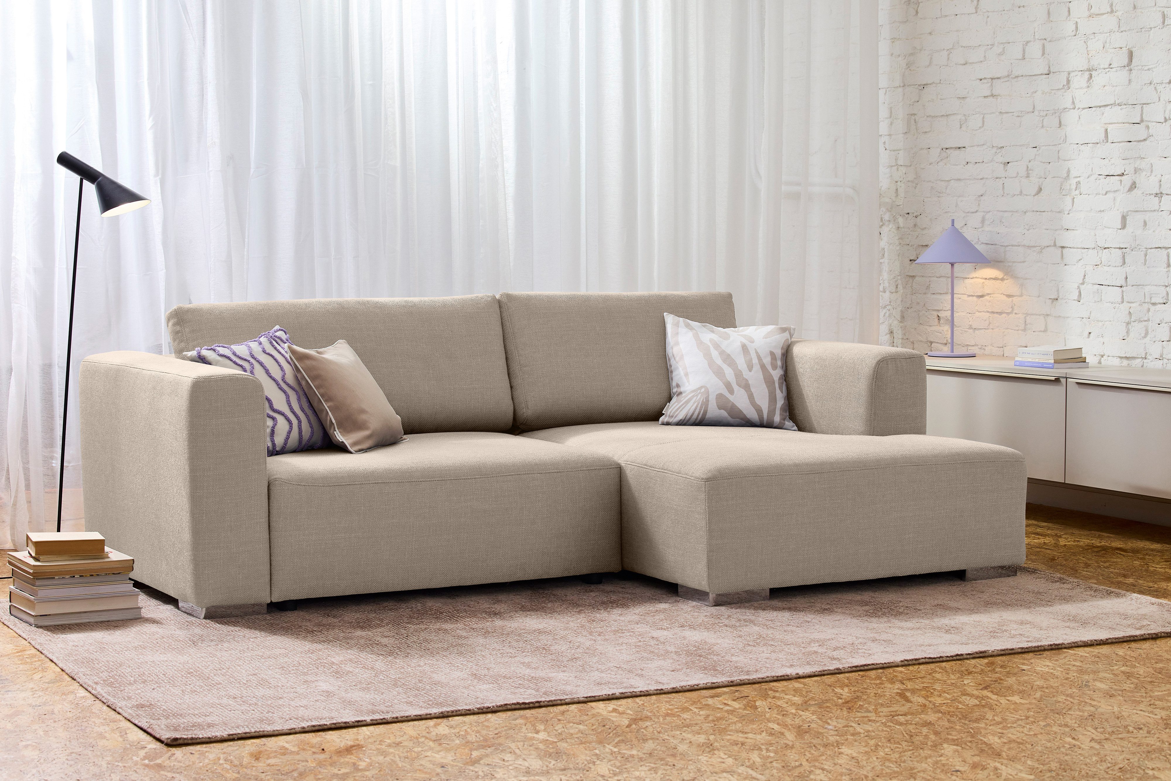TOM TAILOR HOME Ecksofa HEAVEN – kubisches Sofa im klassischem Look – mit festem Sitz, optional mit Schlaffunktion – in vielen schönen Stoffen