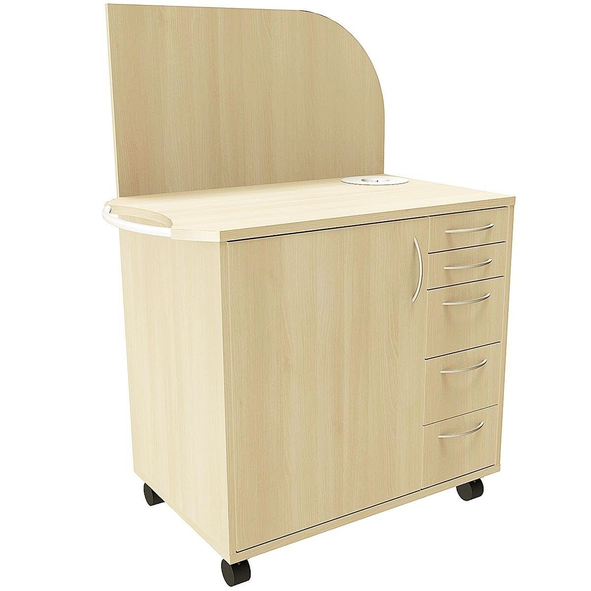 FMBUEROMOEBEL Container Sidney mit Abfallbehälter, Besteckeinsatz, Mehrfachsteckdose