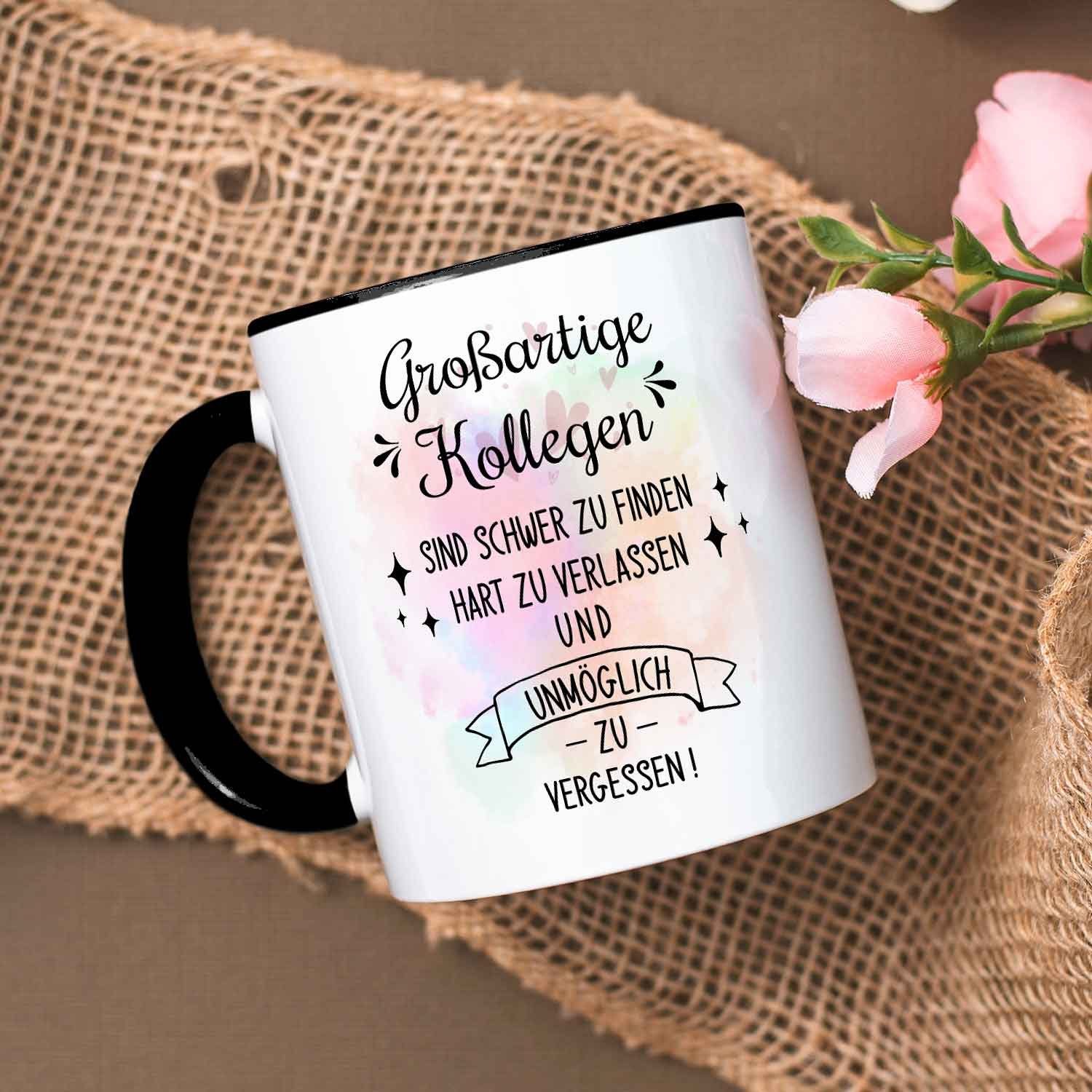 GRAVURZEILE Tasse mit Spruch - Großartige Kollegen - Abschiedsgeschenk für die Kollegen, Keramik, Farbe: Schwarz & Weiß