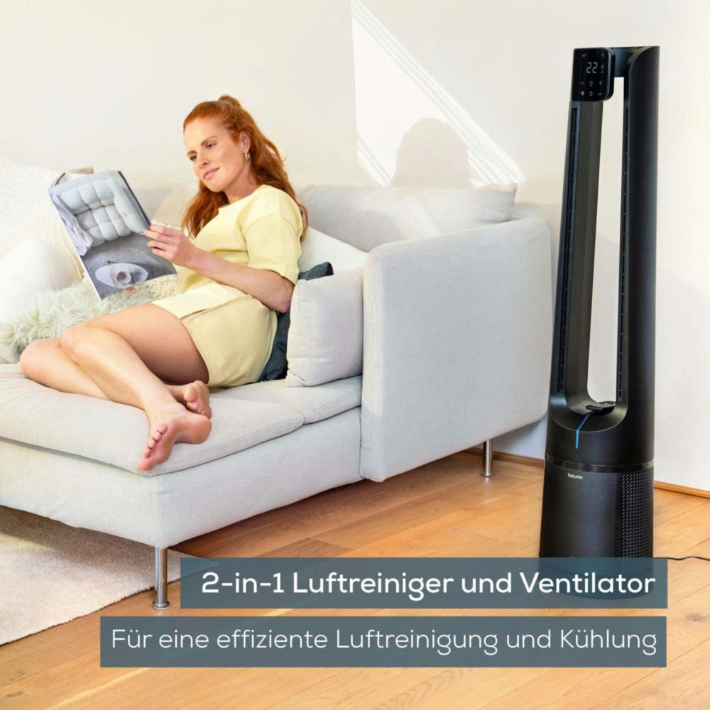 BEURER Ventilatorkombigerät LV 500, 2-in-1 Luftreiniger & Ventilator für frische, kühle Luft, Mit 3-schichtigem Filtersystem & kraftvollem Luftstrom, 5 Programme