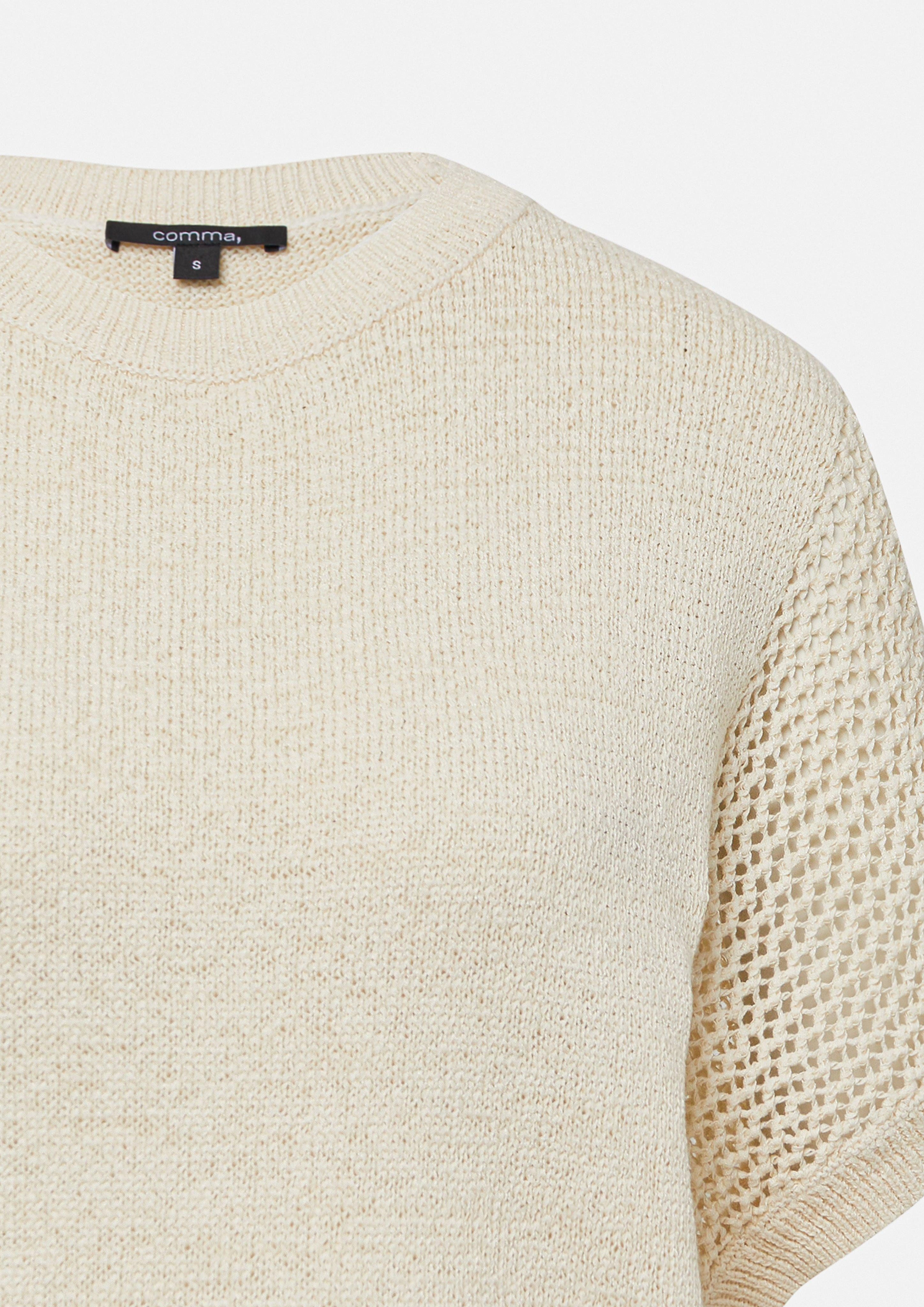 Kurzarmshirt Kurzarm-Pullover im Loose Fit aus Ajourstrick