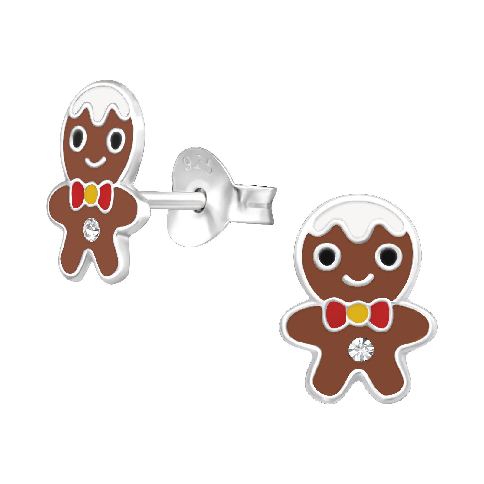 Ohrring-Set Ohrstecker Lebkuchenmann aus 925 Silber für Kinder