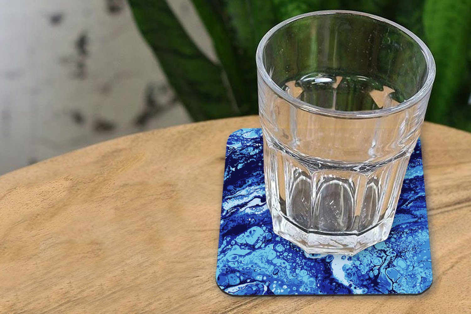 MuchoWow Marmor Tasse Aquarell, für Korkuntersetzer, Zubehör Blau Untersetzer, Glasuntersetzer, Gläser, Glasuntersetzer 6-tlg., Tischuntersetzer, - -