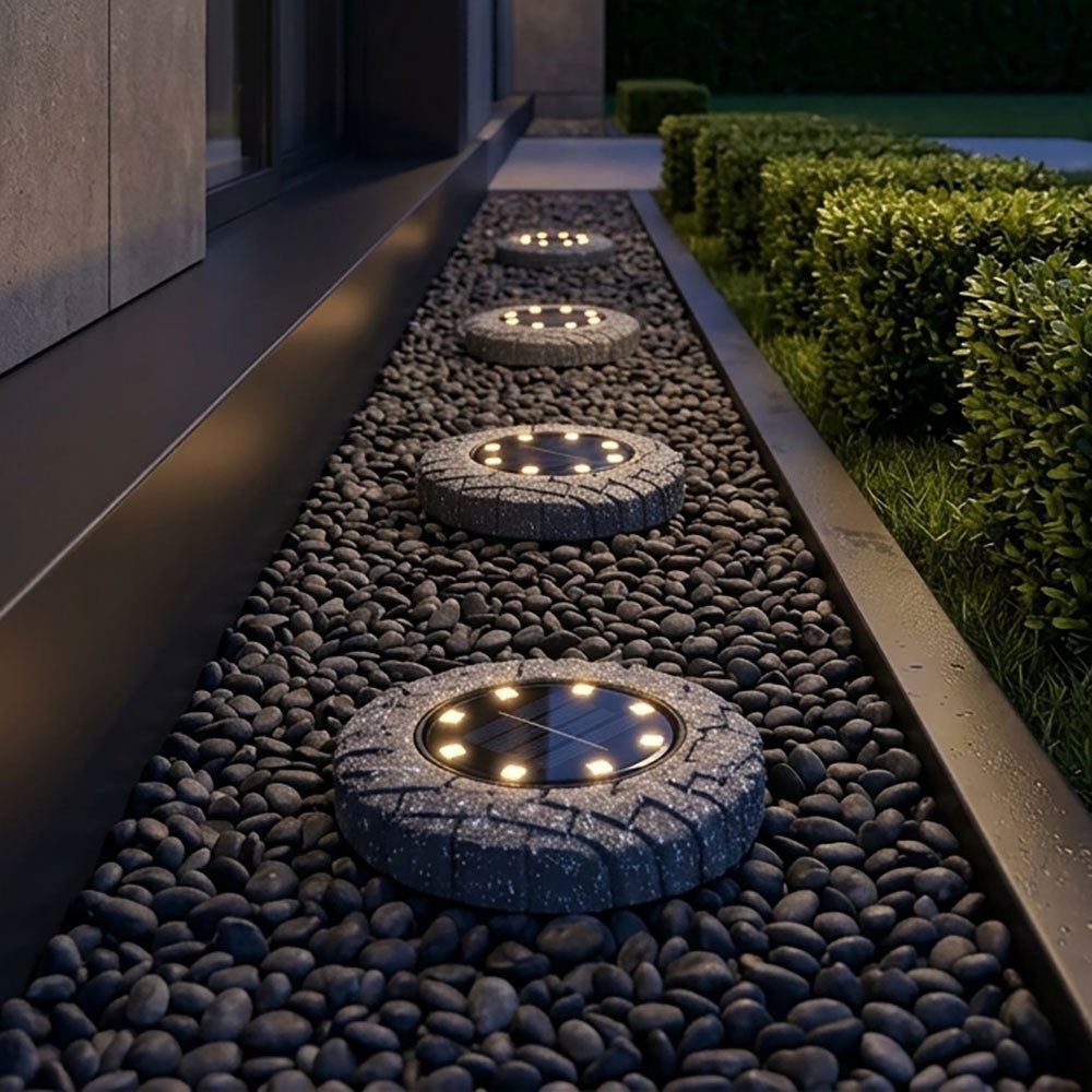 Harms Import LED Gartenstrahler, LED-Leuchtmittel fest verbaut, Warmweiß, 4x LED Solarbodenleuchte Außen Bodenlampe Anthrazit Erdspitz