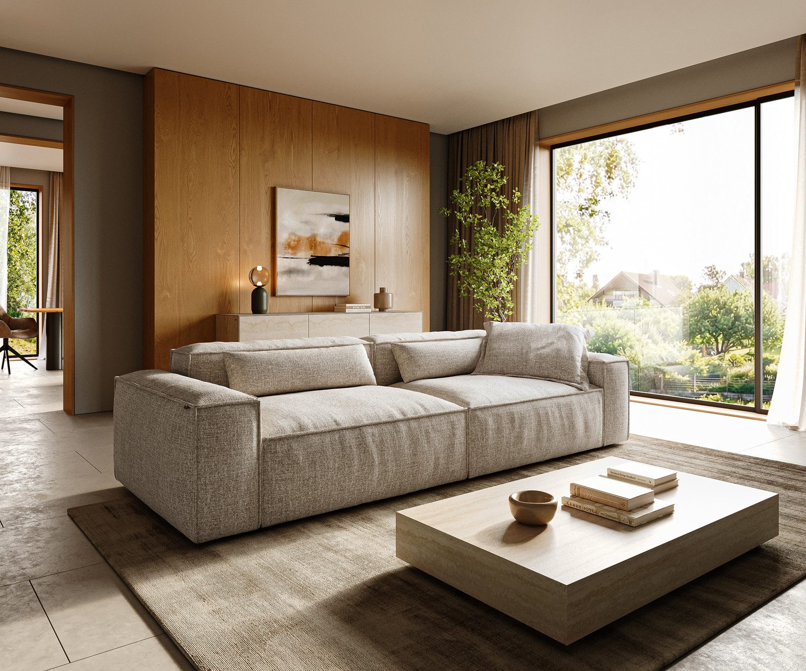 DELIFE Sofa Freestyle, Freestyle Cozy Webstoff Soft Beige 280x110 cm
