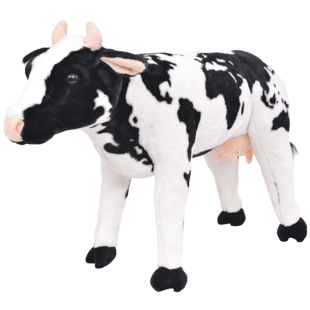 vidaXL Kuscheltier Stofftier Kuscheltier Plüschtier Stehend Kuh Schwarz und Weiß XXL