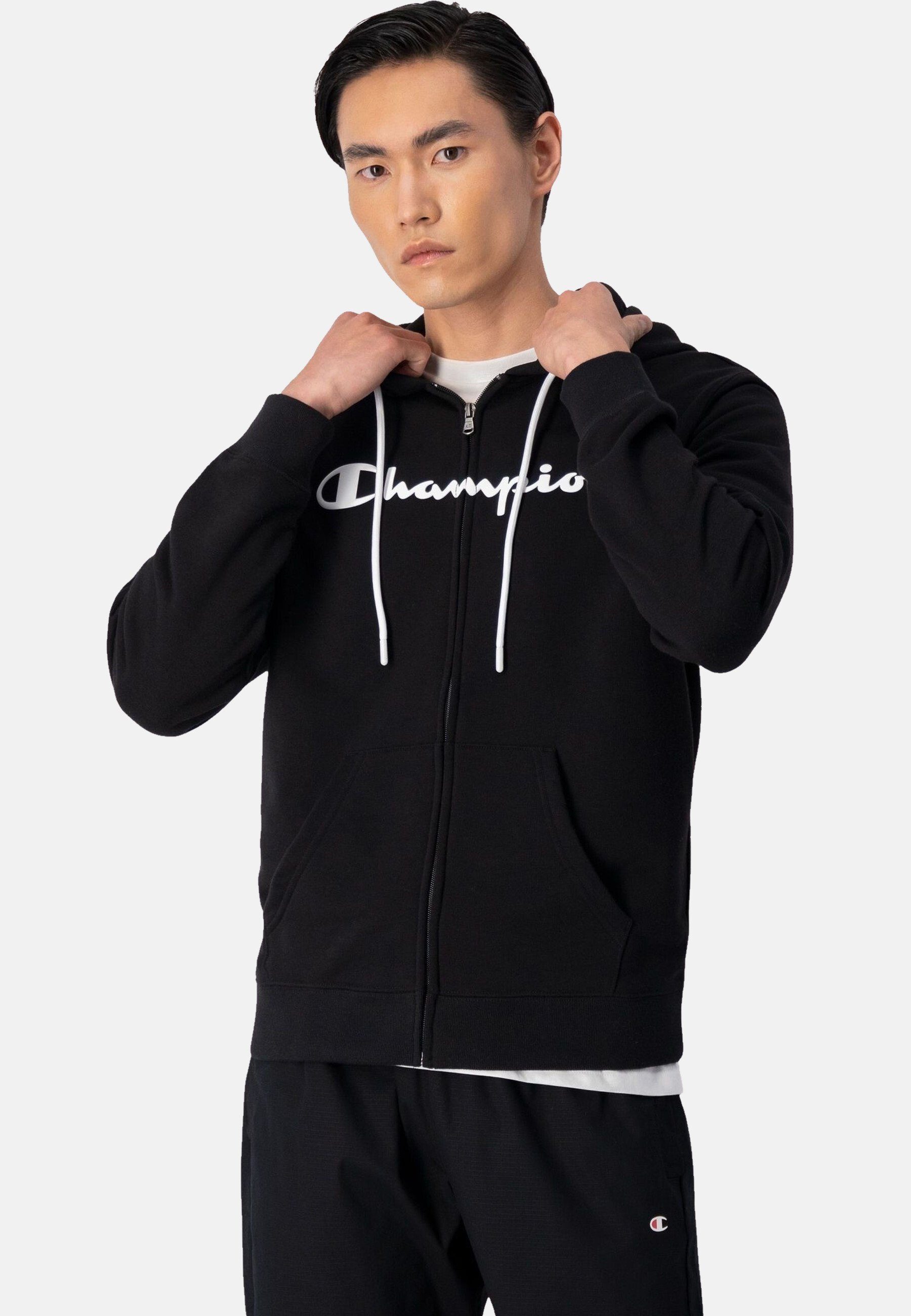 Champion Kapuzensweatjacke Jacke aus schwarz Hoodie Baumwollmischung mit