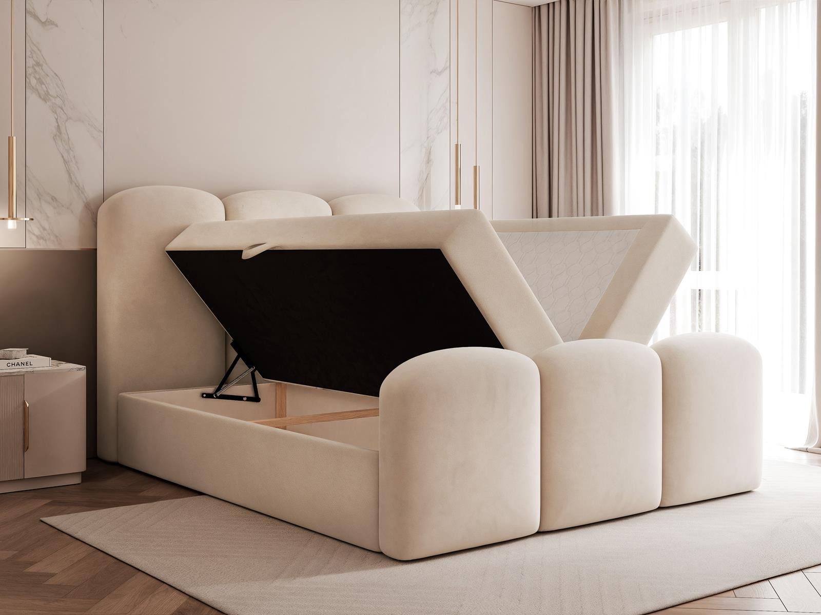Compleo Boxbett Wolkenbett mit Stauraum & hohem Schlafkomfort, MADE IN EU, Doppelbett gepolstertes Kopfteil mit Bettkasten – Bild 5 von 5