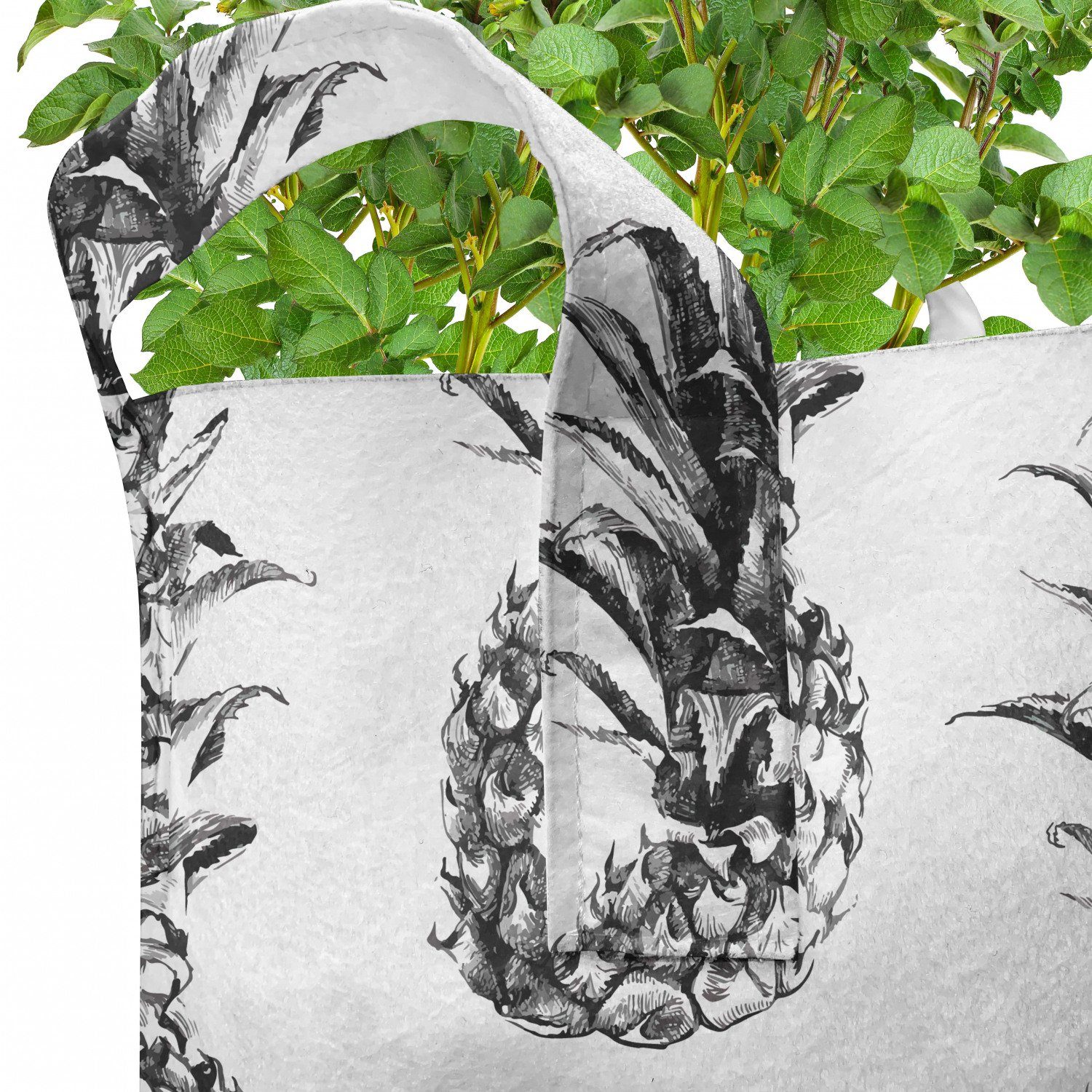 Pflanzen, mit Stofftöpfe Pflanzkübel hochleistungsfähig Weinlese-Frucht Ananas Abakuhaus Griffen für