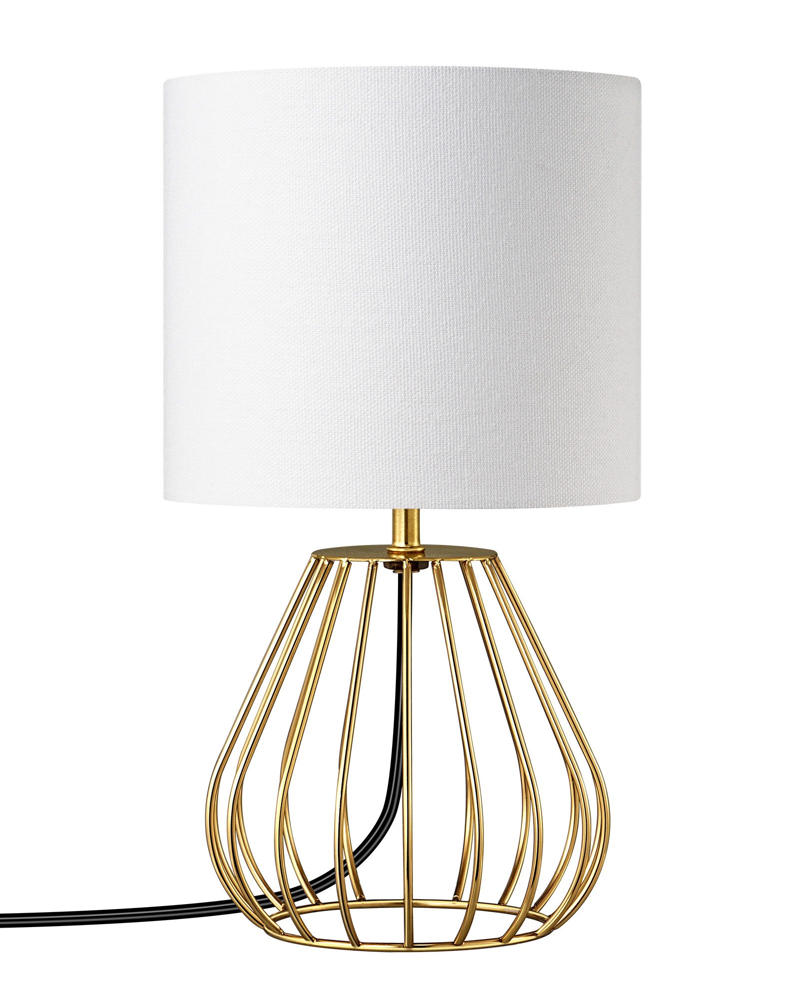 EDISHINE Nachttischlampe H29 cm mit Metallfuß, LED wechselbar, 2700 K Warmweiß, Vintage Tischleuchte mit E14 Leuchtmittel