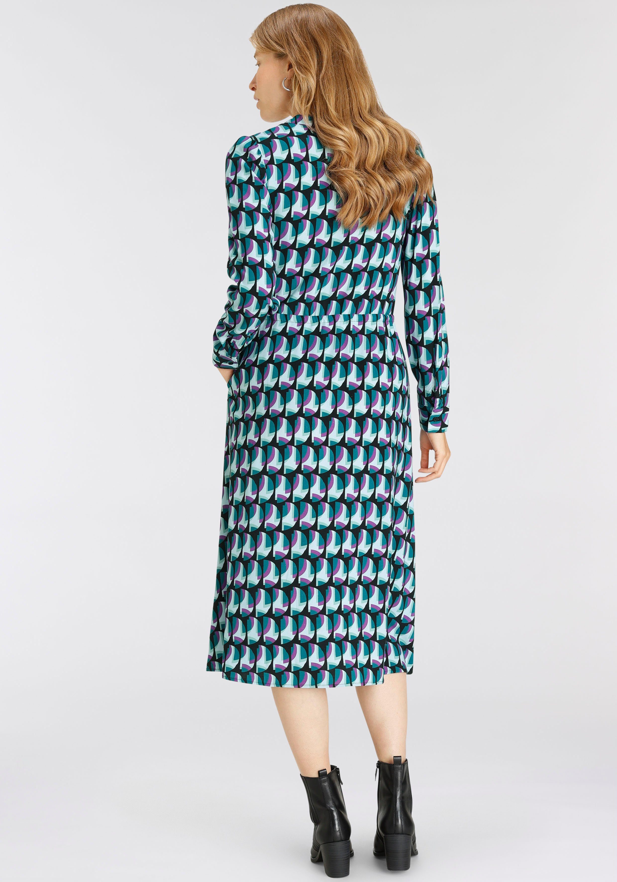 elegantem Allover-Print Hemdblusenkleid mit PARIS HECHTER