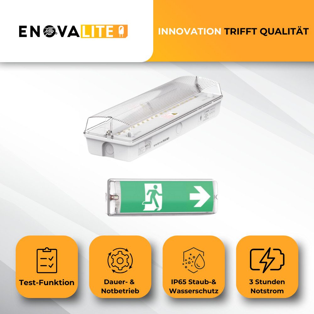 ENOVALITE LED Arbeitsleuchte ENOVALITE Fluchtwegleuchte 4 W 6000 K kaltweiß, LED fest integriert, Tageslichtweiß, Fluchtwegleuchte