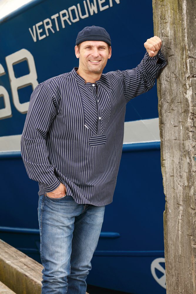 modAS Langarmhemd Unisex Fischerhemd "H. Mück" - Finkenwerder Hemd Baumwolle gestreift