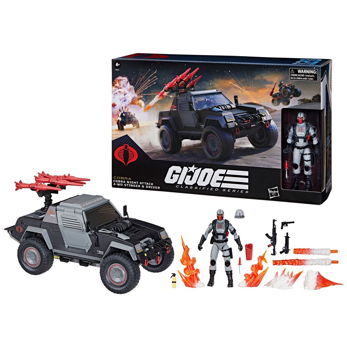 Hasbro Actionfigur G.I. Joe Classified Series Cobra Night Attack 4-WD Stinger Vehicle & D