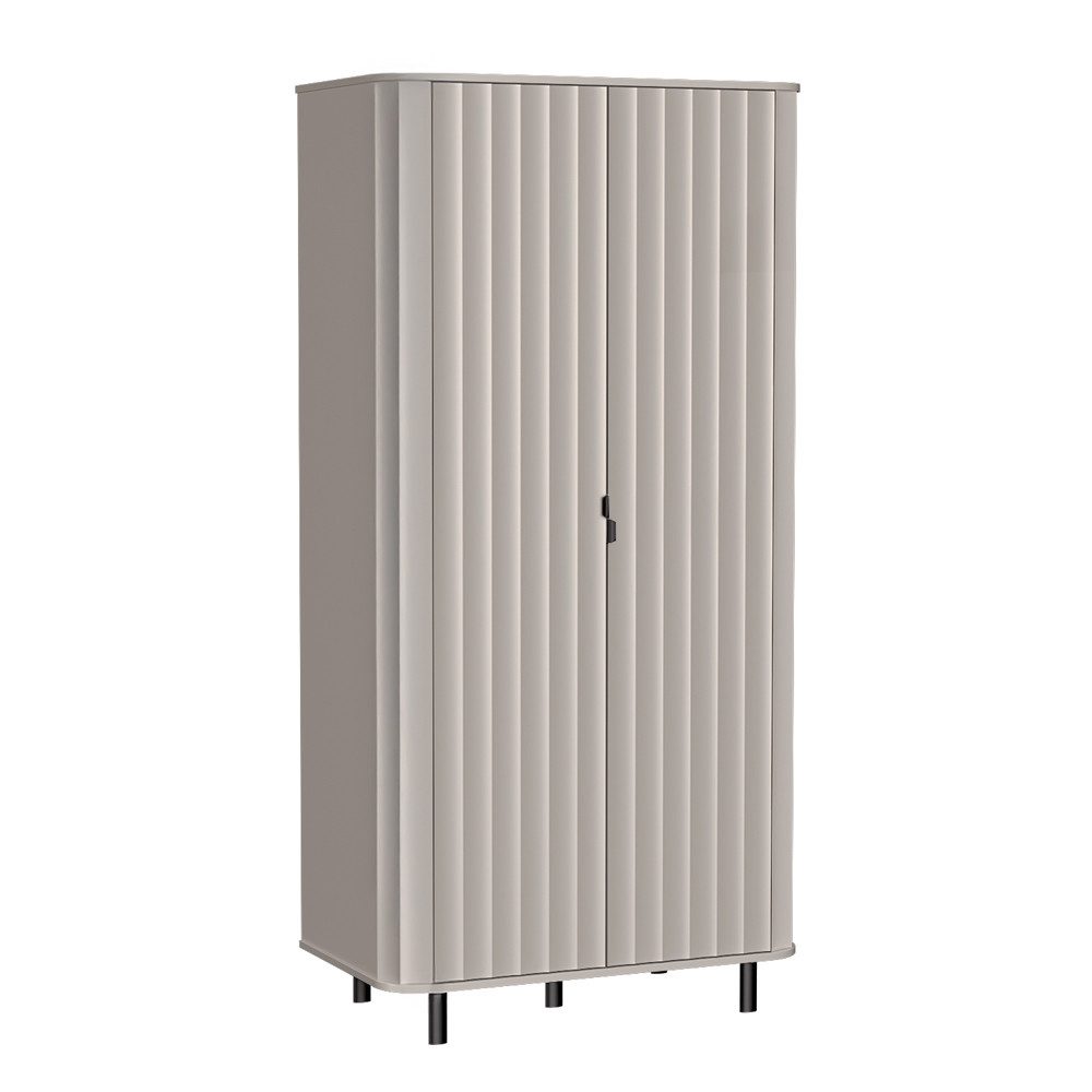 Lomadox Kleiderschrank NASHVILLE-161 in Taupe, 98 cm breit, 2-türig, mit Wellenoptik