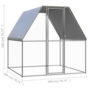 vidaXL Voliere Hühnerkäfig Silbern und Grau 2x2x2 m Verzinkter Stahl