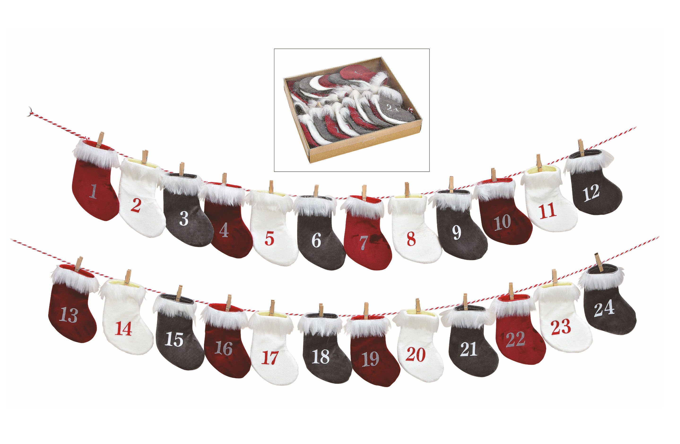 Spetebo befüllbarer Adventskalender Adventskalender Socken mit Plüsch - Adventskette, zum Befüllen