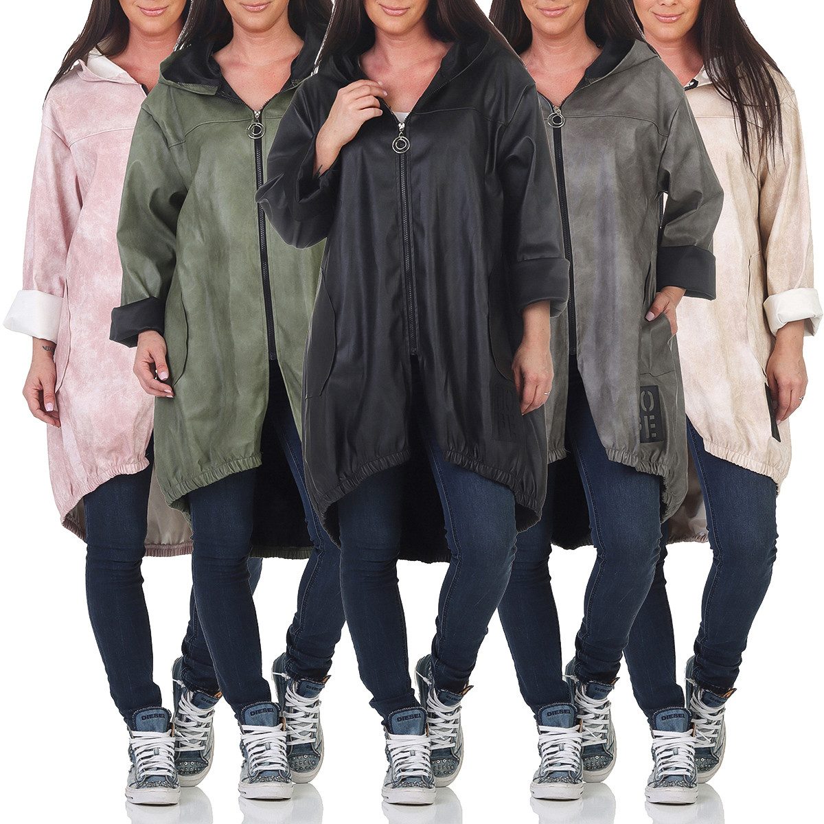 simaranda Regenjacke Damen Jacke 35346 38-42 Olive Unifarben