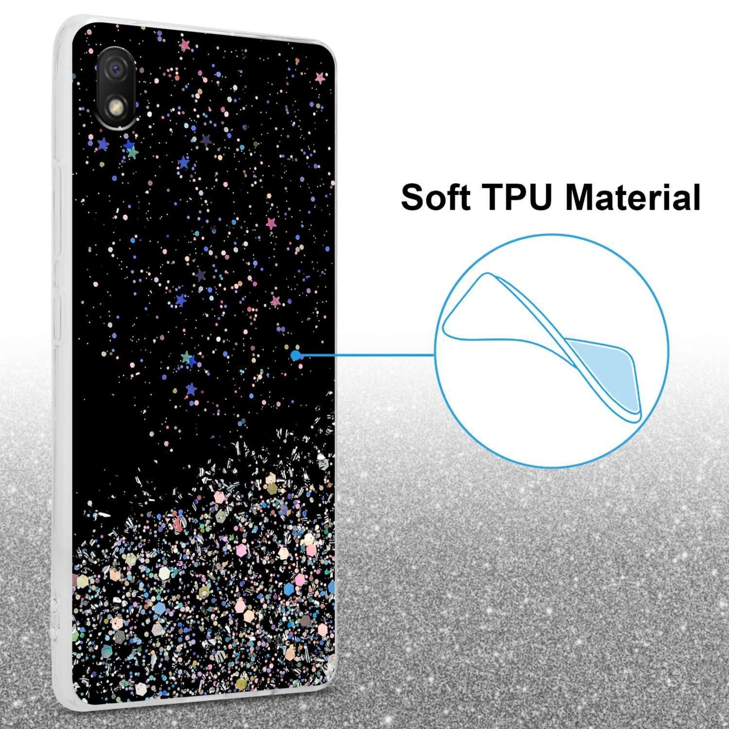 Cadorabo Handyhülle für Xiaomi RedMi 9A / RedMi 9AT Hülle Xiaomi RedMi 9A / RedMi 9AT, Flexible TPU Silikon Handy Schutzhülle - Hülle - mit Glitzer