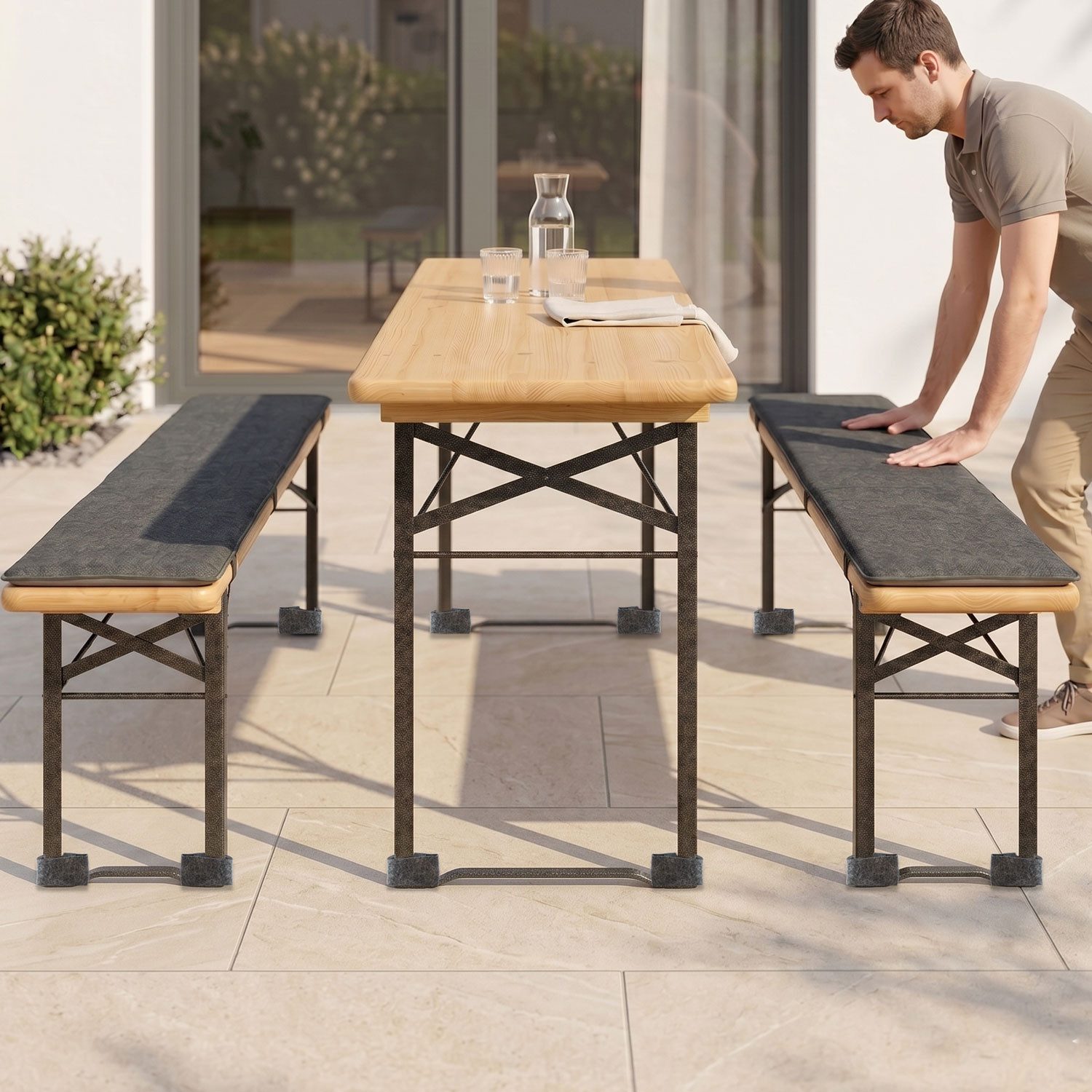 DuneDesign Schutz-Set 12er Set Filz Bodenschoner für Bierbank - Biertisch Möbelgleiter – Bild 4 von 5